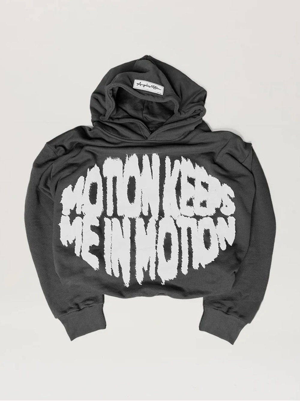 Angelic motion “Graphite” Hoodie "Motion Keeps Me In Motion" Graphic